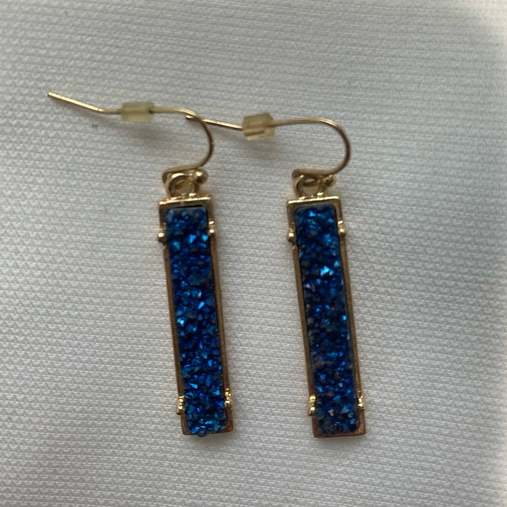 Deep Blue and Gold Earrings
